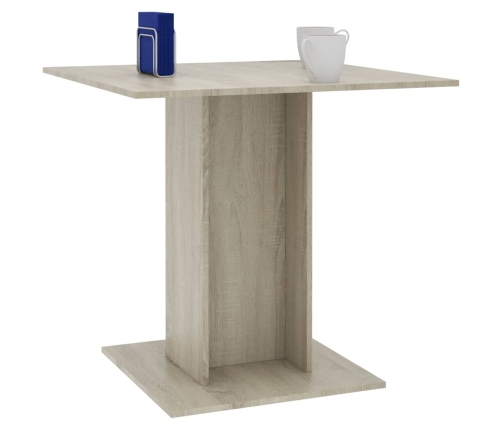 Mesa de comedor de madera contrachapada color roble 80x80x75 cm