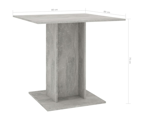 Mesa de comedor madera contrachapada gris hormigón 80x80x75 cm