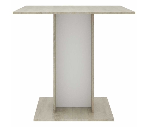 Mesa de comedor madera contrachapada blanco roble 80x80x75 cm