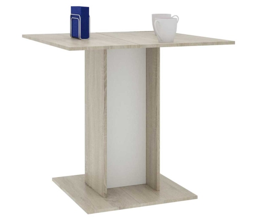 Mesa de comedor madera contrachapada blanco roble 80x80x75 cm