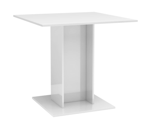 vidaXL Mesa de comedor madera contrachapada blanco brillo 80x80x75 cm