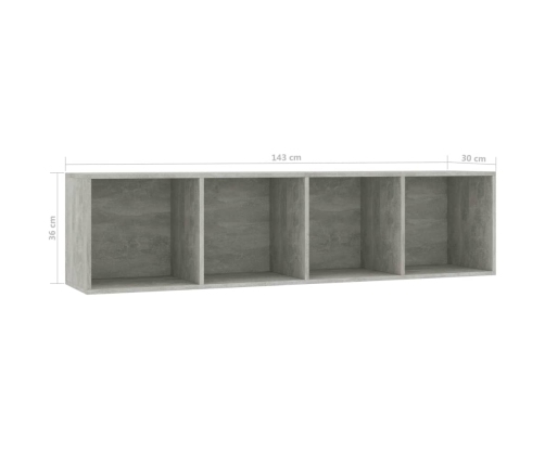 Estantería/mueble para TV gris hormigón 143x30x36 cm