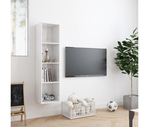 vidaXL Estantería/mueble de TV blanco brillo 143x30x36 cm