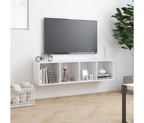 vidaXL Estantería/mueble de TV blanco brillo 143x30x36 cm