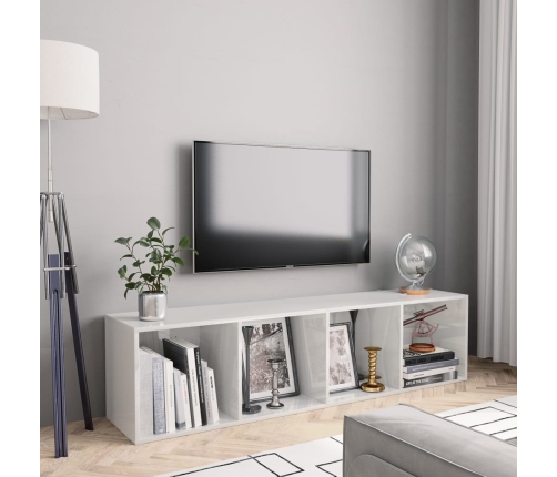 vidaXL Estantería/mueble de TV blanco brillo 143x30x36 cm