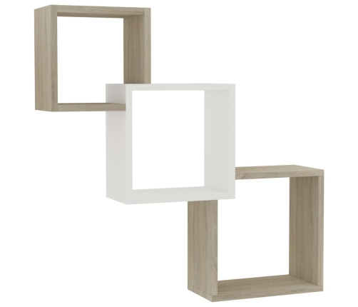 vidaXL Estante pared de cubo contrachapada blanco roble 68x15x68 cm