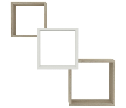 vidaXL Estante pared de cubo contrachapada blanco roble 68x15x68 cm