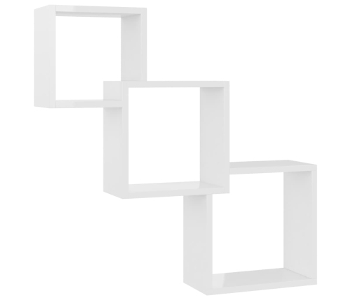 Estante pared de cubo contrachapada blanco brillo 68x15x68 cm