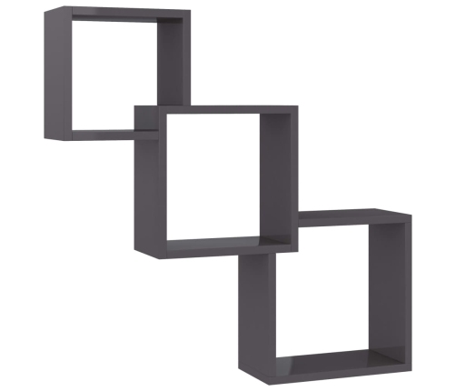 vidaXL Estante pared de cubo contrachapada negro brillo 68x15x68 cm