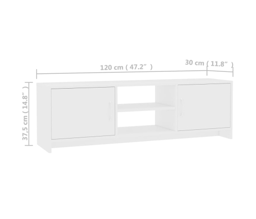 Mueble para TV madera contrachapada blanco 120x30x37,5 cm