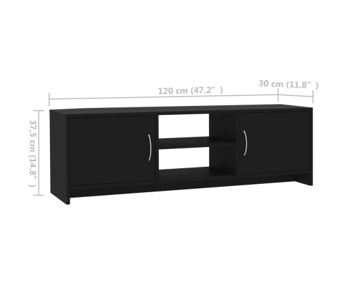 Mueble para TV madera contrachapada negro 120x30x37,5 cm