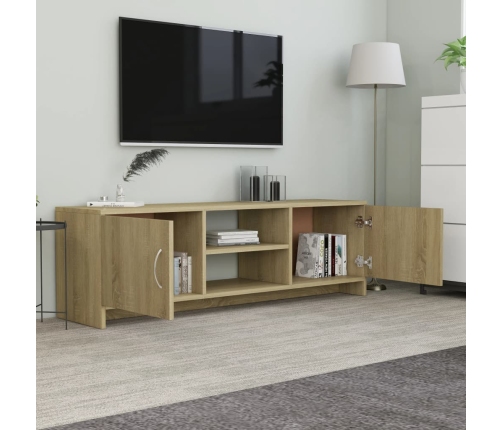 Mueble de TV madera contrachapada color roble 120x30x37,5cm