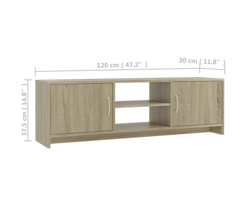 Mueble de TV madera contrachapada color roble 120x30x37,5cm