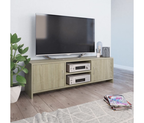 Mueble de TV madera contrachapada color roble 120x30x37,5cm