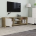 Mueble de TV madera contrachapada blanco y roble 120x30x37,5 cm