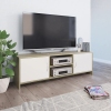 Mueble de TV madera contrachapada blanco y roble 120x30x37,5 cm