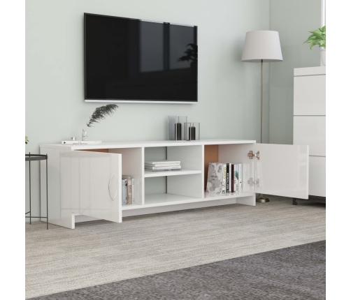 Mueble TV madera contrachapada blanco brillante 120x30x37,5cm