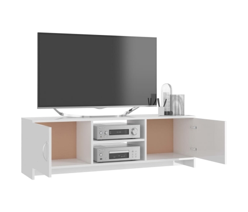 Mueble TV madera contrachapada blanco brillante 120x30x37,5cm