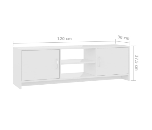 Mueble TV madera contrachapada blanco brillante 120x30x37,5cm