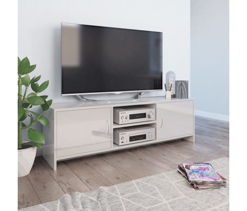 Mueble TV madera contrachapada blanco brillante 120x30x37,5cm