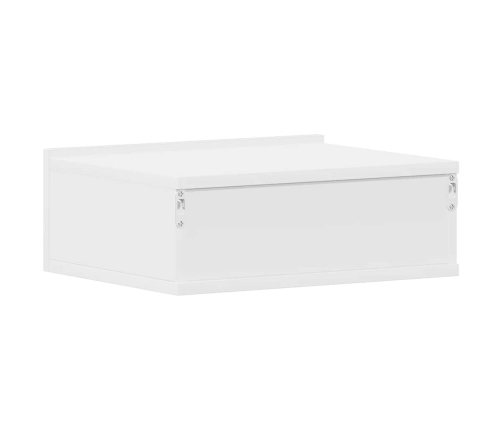 Mesita de noche flotante madera contrachapada blanco 40x30x15cm