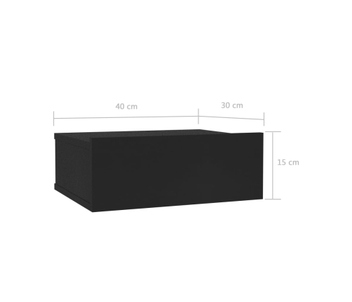 vidaXL Mesita de noche flotante madera contrachapada negro 40x30x15cm