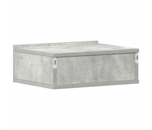 Mesita de noche flotante contrachapada gris hormigón 40x30x15cm