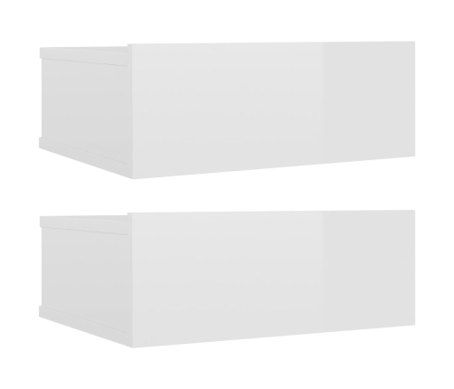 vidaXL Mesitas noche flotante 2 uds contrachapada blanco 40x30x15 cm