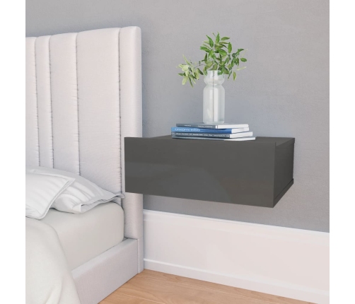 vidaXL Mesitas noche flotantes 2 uds contrachapada gris 40x30x15 cm