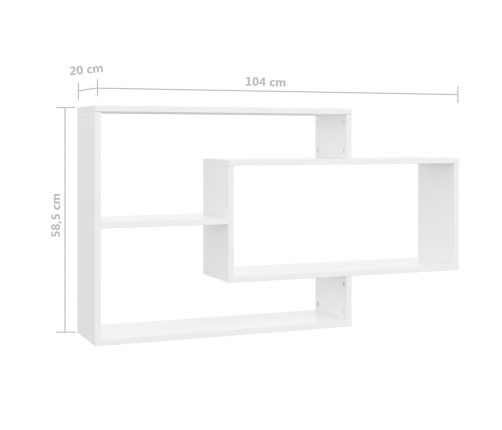 vidaXL Estantes de pared de madera contrachapada blanco 104x20x58,5 cm