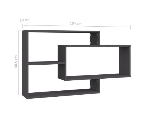 vidaXL Estantes de pared de madera contrachapada gris 104x20x58,5 cm