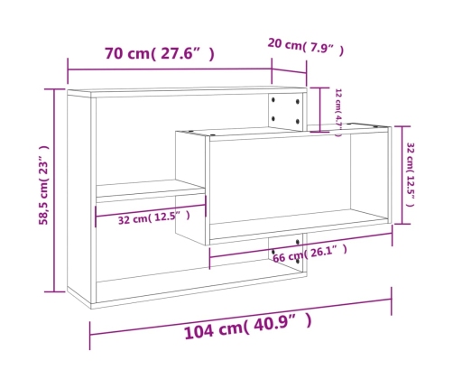 Estantes pared madera contrachapada color roble 104x20x58,5 cm