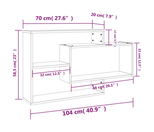 vidaXL Estantes de pared de contrachapada gris hormigón 104x20x58,5 cm