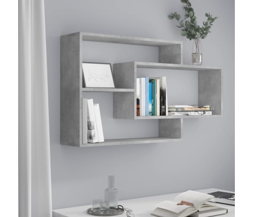 vidaXL Estantes de pared de contrachapada gris hormigón 104x20x58,5 cm