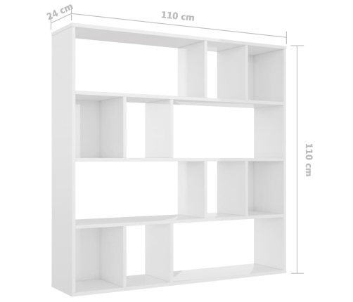 vidaXL Divisor/estantería contrachapada blanco brillante 110x24x110cm