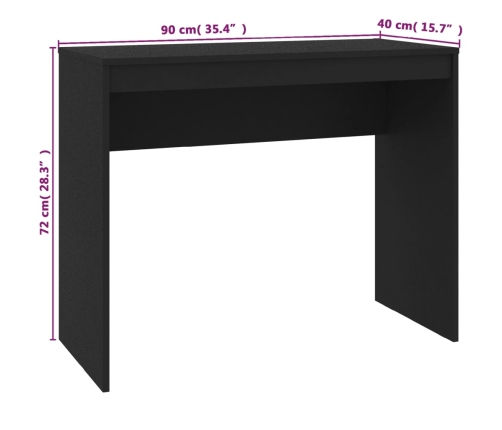 Escritorio de madera contrachapada negro 90x40x72 cm