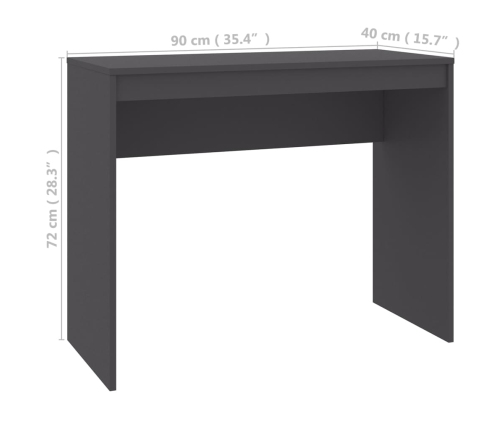 Escritorio de madera contrachapada gris 90x40x72 cm