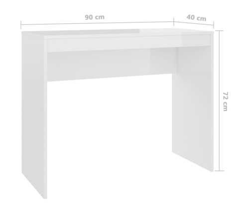 Escritorio de madera contrachapada blanco brillo 90x40x72 cm