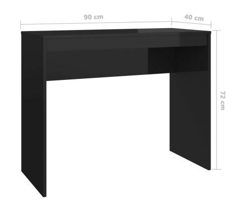 Escritorio de madera contrachapada negro brillo 90x40x72 cm