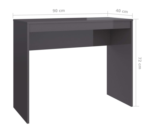 Escritorio de madera contrachapada gris brillante 90x40x72cm