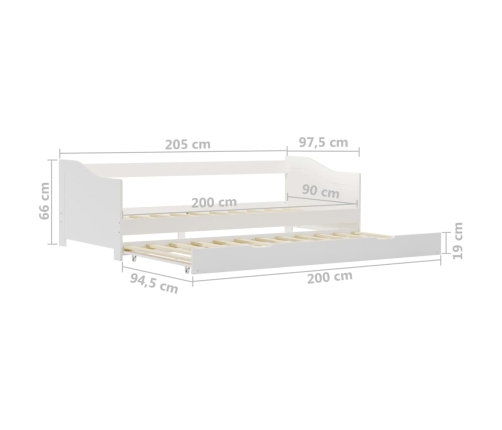 vidaXL Estructura de sofá cama madera de pino blanco 90x200 cm