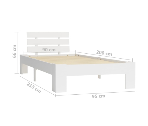 Estructura de cama sin colchón madera de pino blanco 90x200 cm