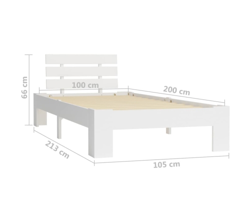 Estructura de cama de madera maciza de pino blanco 100x200 cm