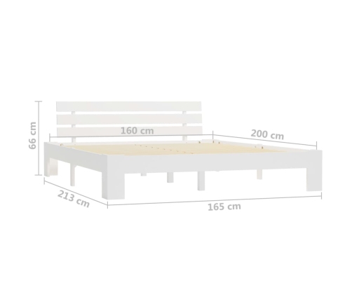 Estructura de cama sin colchón madera maciza de pino 160x200 cm