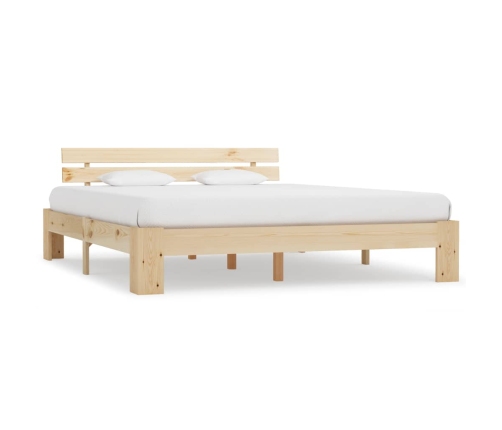 Estructura de cama sin colchón madera maciza de pino 160x200 cm