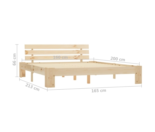 Estructura de cama sin colchón madera maciza de pino 160x200 cm