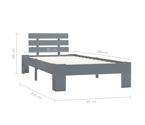 Estructura de cama sin colchón madera de pino gris 90x200 cm