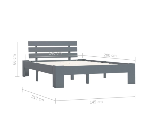 Estructura de cama sin colchón madera de pino gris 140x200 cm