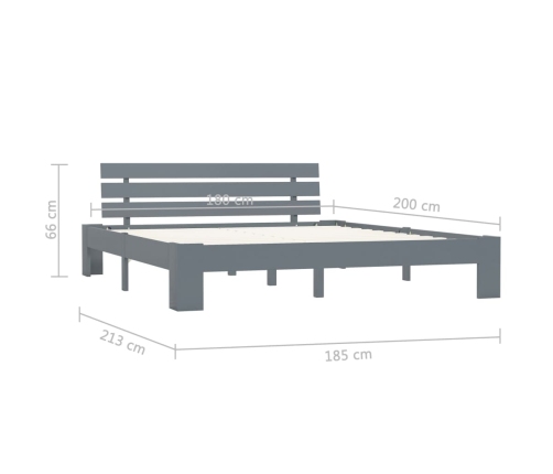 vidaXL Estructura de cama de madera maciza de pino gris 180x200 cm