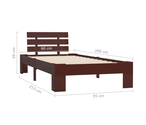 Estructura cama sin colchón madera pino marrón oscuro 90x200 cm